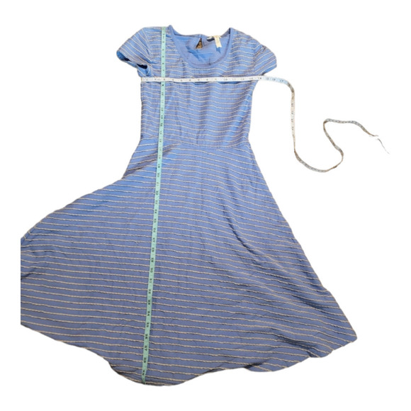 Matilda Jane Exploration Midi Dress Periwinkle Lace Stripe Stretch Short Sleeve - Picture 6 of 6